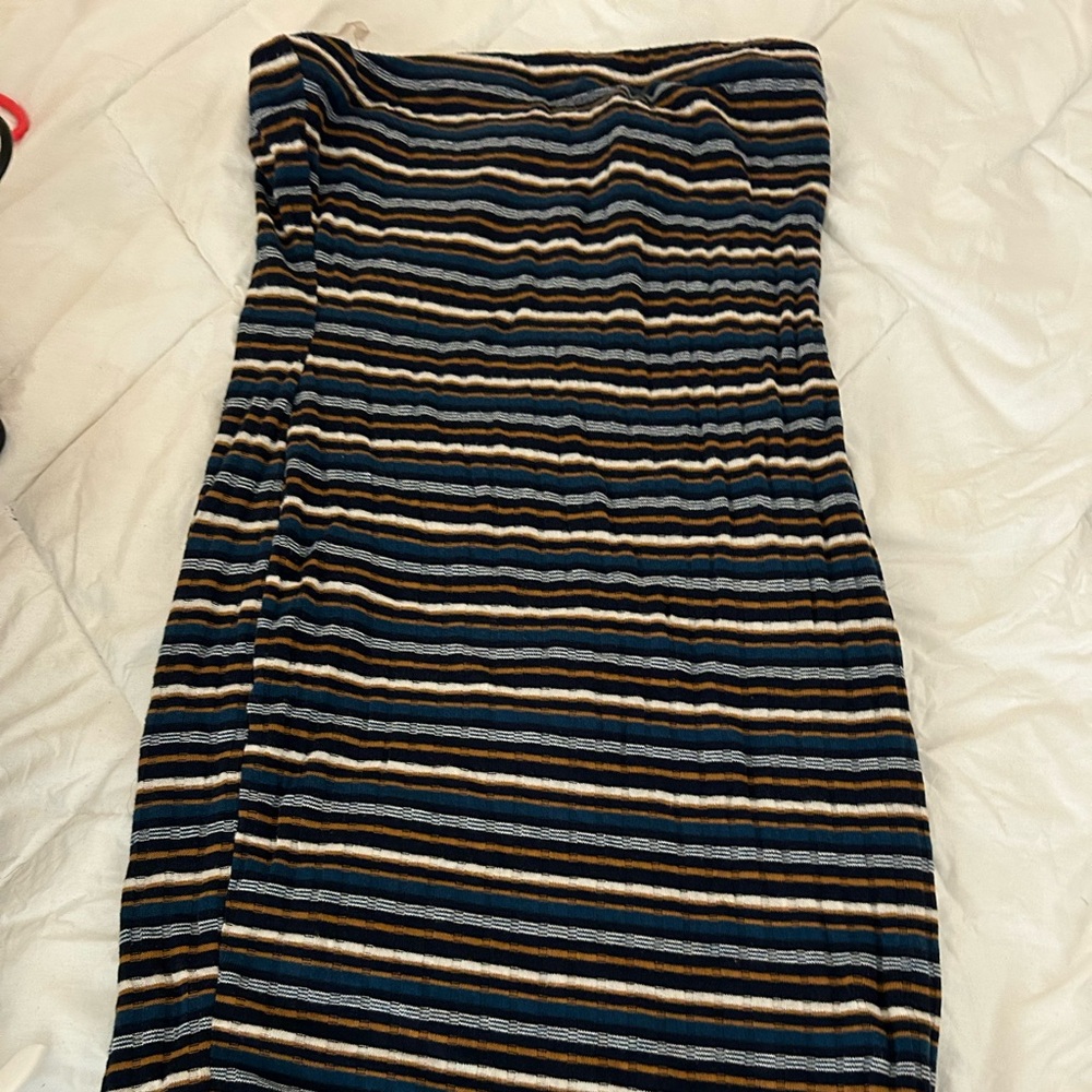 Blue striped sleeveless dress